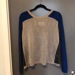 Aiko Open-Back Shimmer Top Sz S Blue/Silver